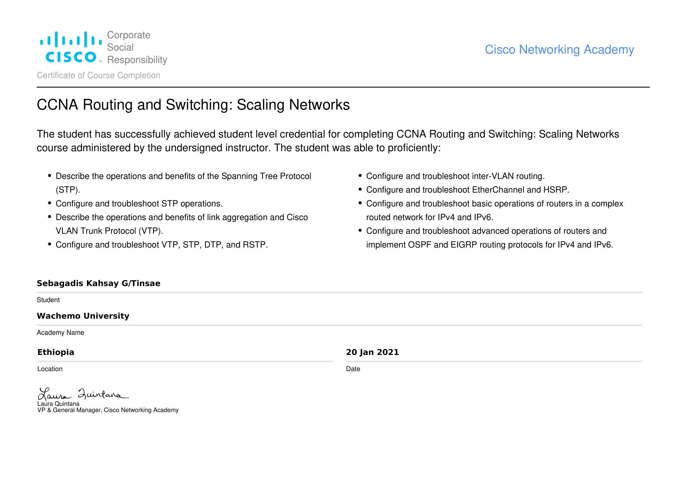 CCNA Certificate